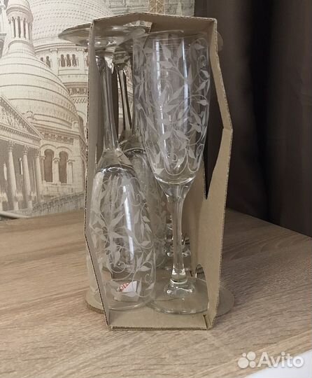 Новые бокалы для шампанского, цена за 6 шт
