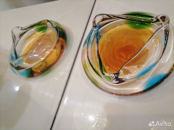 Ваза цветное гутное стекло