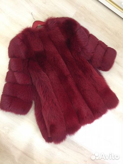 Шуба песец бордо