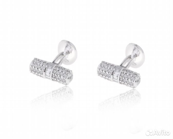 Золотые запонки с бриллиантами 3.43ct Италия