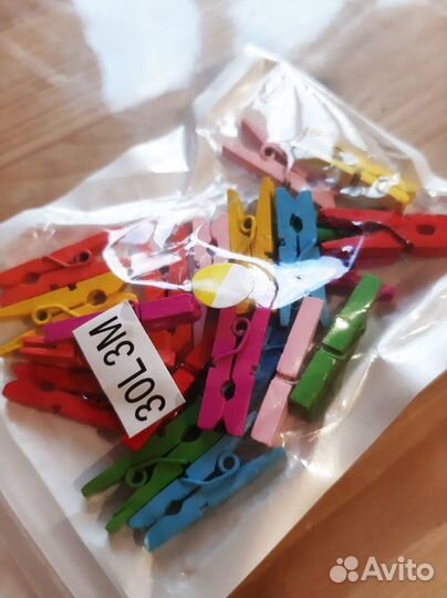 Прищепки декоративные цветные 7 цв. 25 мм 21 шт