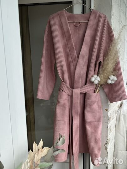 Домашний халат из вафельной ткани