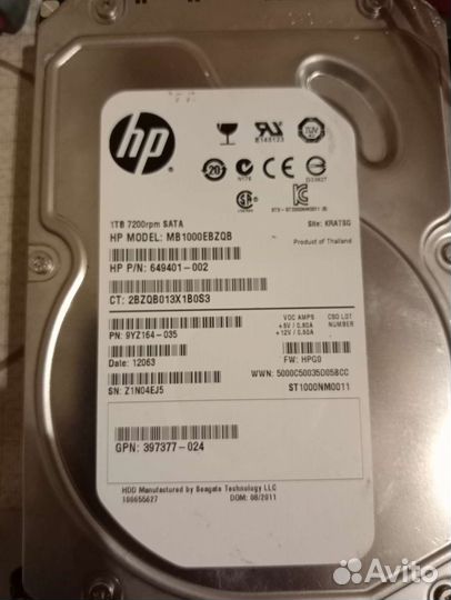 Жесткий диск HP mb1000ebzqb 1Tb sataiii 3,5