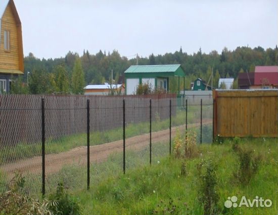 Забор из сетки рабица на лагах