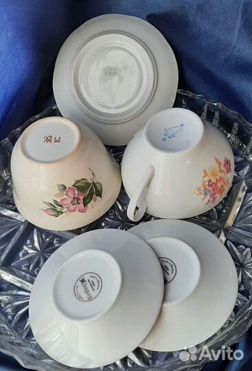 Фарфор СССР -пиалы,чашки,блюдца,поильник,бокалы