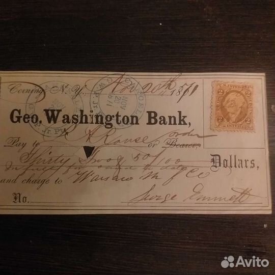 Банковский чек США