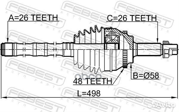 Шрус наружный с валом 26x0x26 febest 0114-AZT25