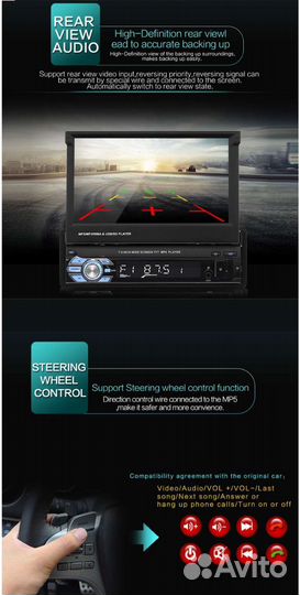 1din Автомагнитолы с выдвижным экраном,новые