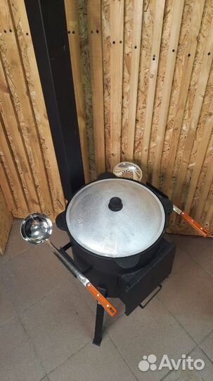 Казан 8л+ Печь с накладной Дверцей и Зольником + Ш