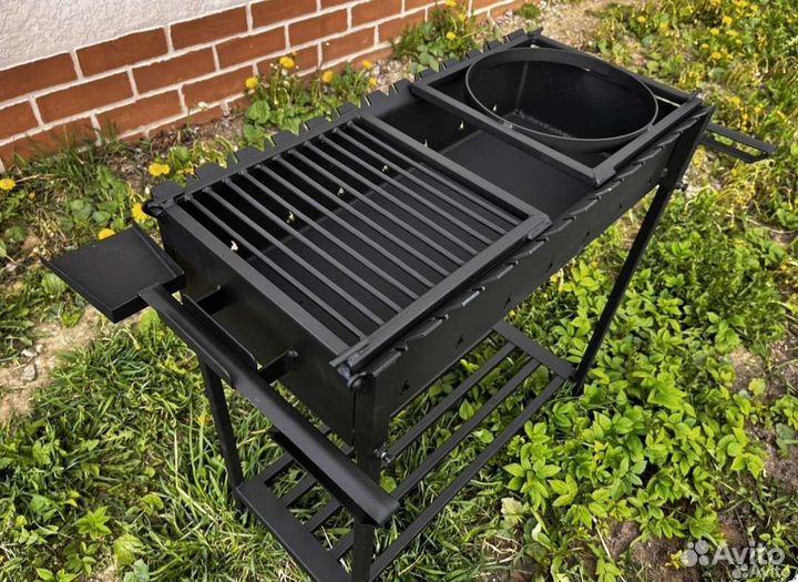 Мангал с подставкой под казан и решёткой