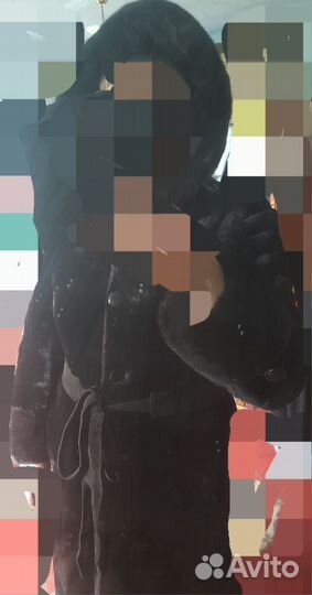 Шуба мутоновая с капюшоном длинная