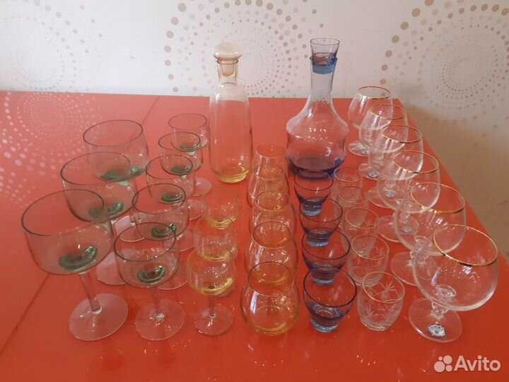 Цветное стекло бокалы фужеры рюмки СССР