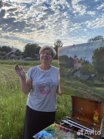 Картина маслом Деревенский пейзаж холст
