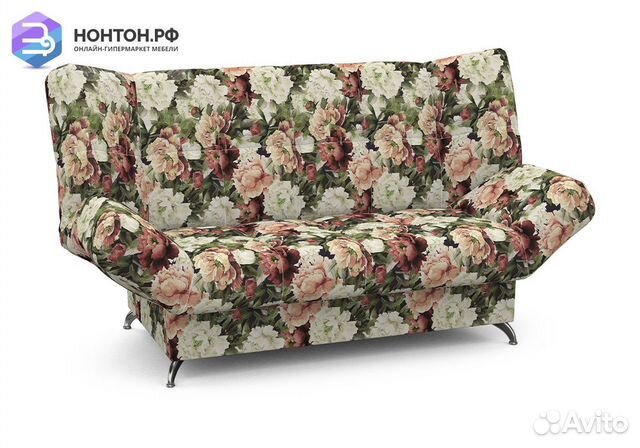 Диван клик-кляк Палермо с принтом пионы
