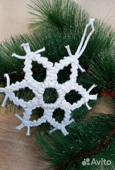 Набор ёлочных украшений в технике макраме, 7 шт