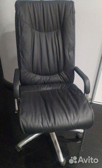 Кресло руководителя, чёрное, натуральная кожа