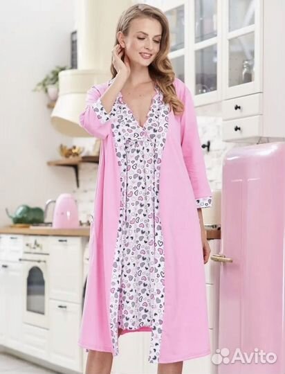 Халат и сорочка для беременных. Комплект в роддом