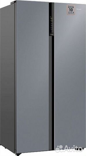 Холодильник weissgauff wsbs 600 NoFrost Inverter Dark Grey Glass