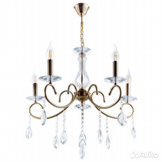 Люстра A3812/5 GD+FGD золото/хрусталь 5x40Вт E14 6