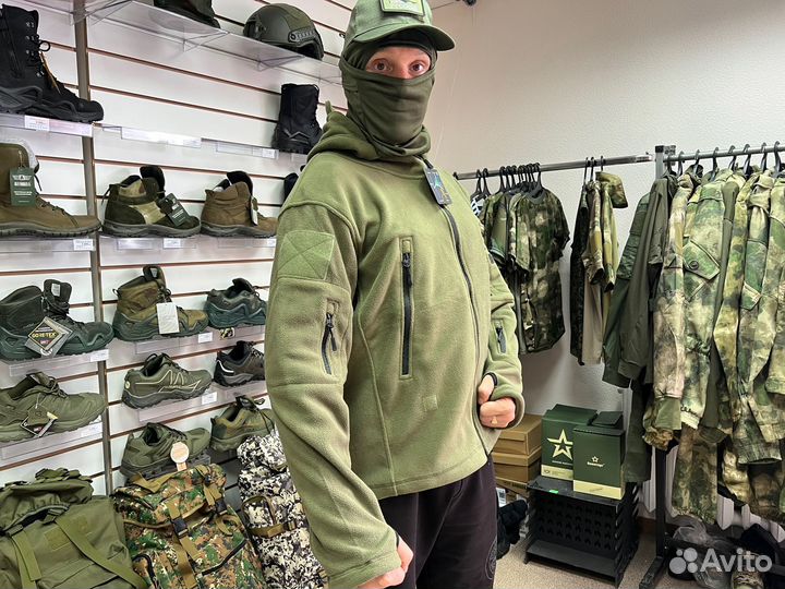 Флисовая тактическая кофта олива, мох
