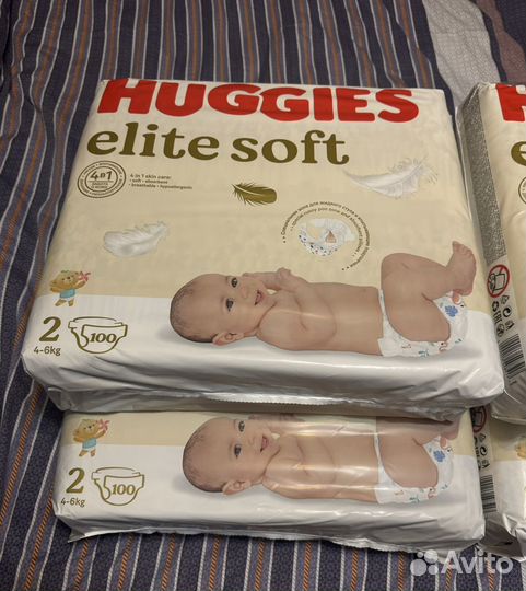 Подгузники Huggies elite soft 2 (100 штук)