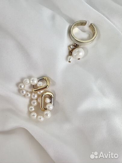 Серьги трансформеры конго с натуральным жемчугом