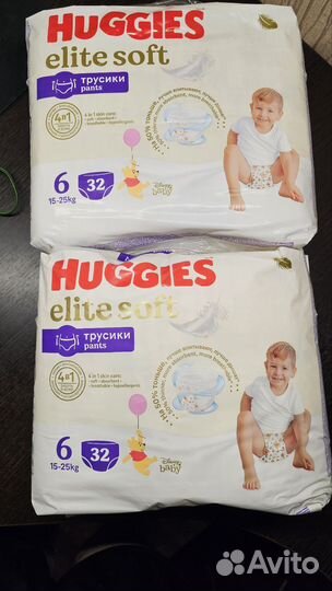 Подгузники трусикиHuggies elite soft 6 (15-25 кг)
