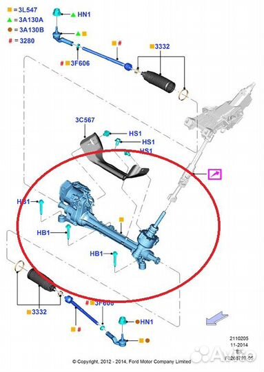 Рулевая рейка Ford Kuga легковой универсал 1.5L