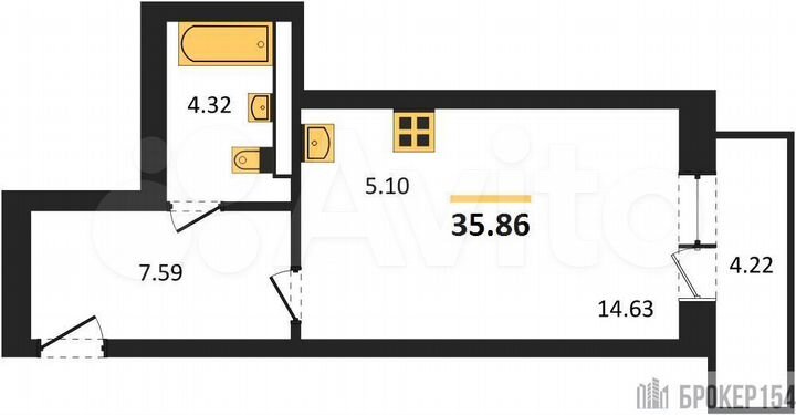 Квартира-студия, 35,9 м², 16/27 эт.