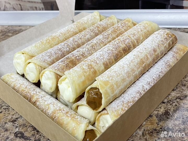 Вафельные трубочки со сгущенкой, крем-чиз