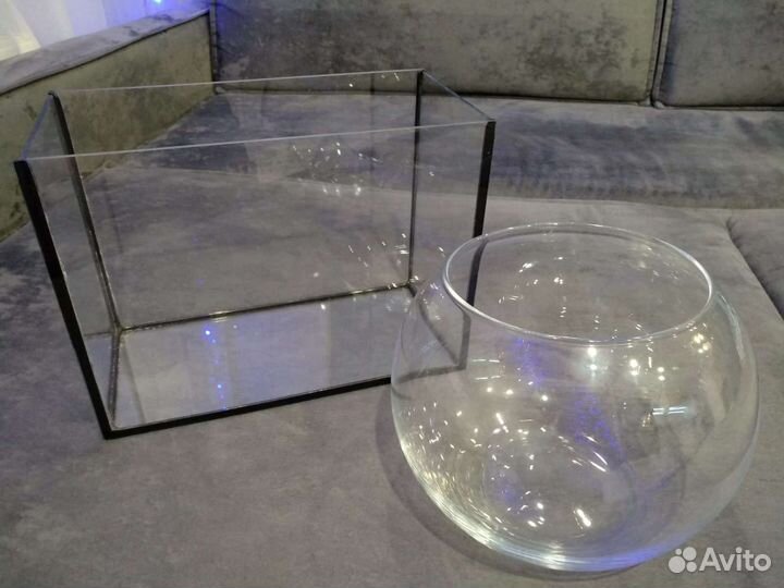 Аквариумы прямоугольный и круглый+ комплектующие