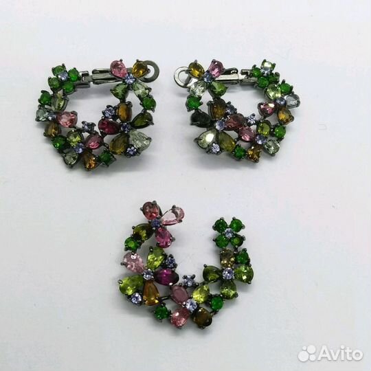 Серьги серебро 925 с натуральными камнями