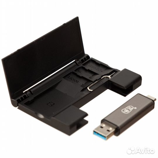 Кардридер SD, MicroSD, USB 3.0 + чехол для карт