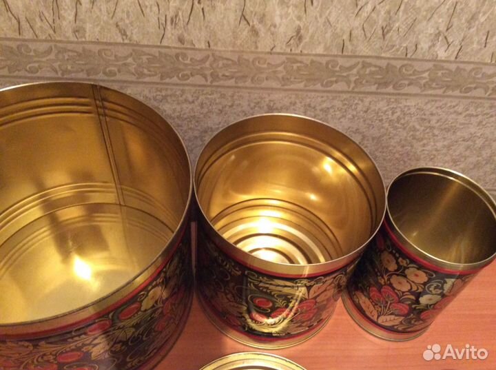 Набор жестяных банок хохлома