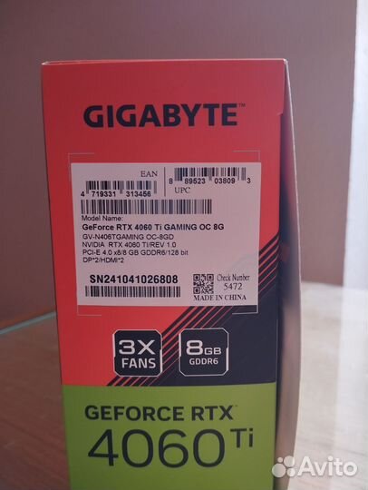RTX 4060 TI Gigabyte Gaming OC 8 Gb