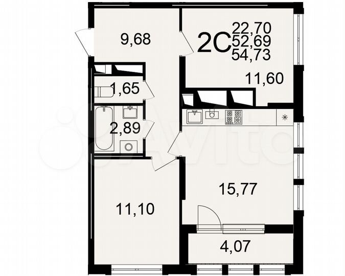 2-к. квартира, 54,7 м², 5/25 эт.