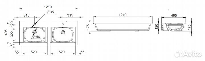 M70awcd1202WG spirit 2.0, Раковина мебельная, кер