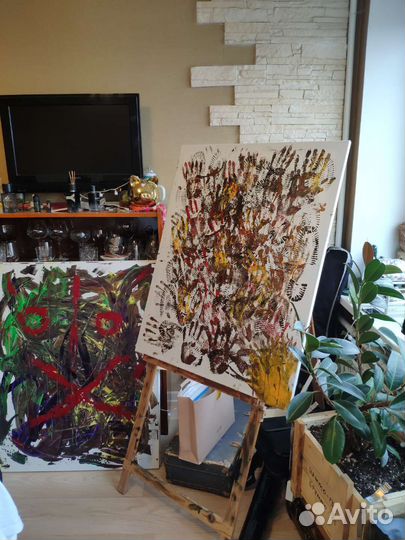 Картина акрилом на холсте абстракция