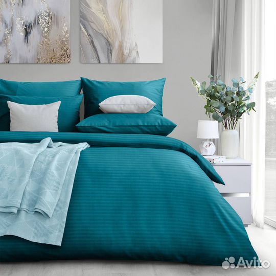 Постельное белье однотонное страйп сатин и дизайн