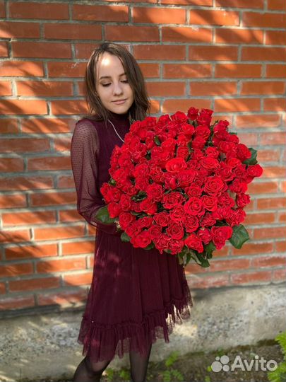 Розы голландские с доставкой 101 шт