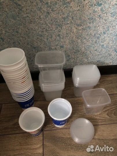 Банки стекло разные контейнеры стаканы пластиковые