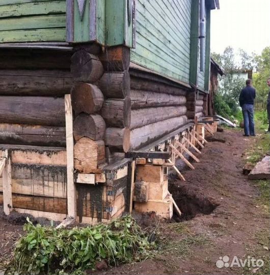 Замена венцов, лаг, подъем дома Ремонт пола