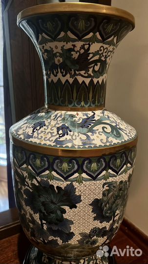 Роскошные парные напольные вазы Китай, клуазоне
