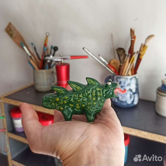 Глиняная свистулька в виде дракончика