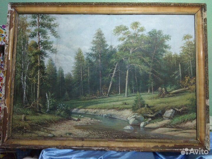 Картина в раме 19 века Иван Шишкин, 114 х 80 см