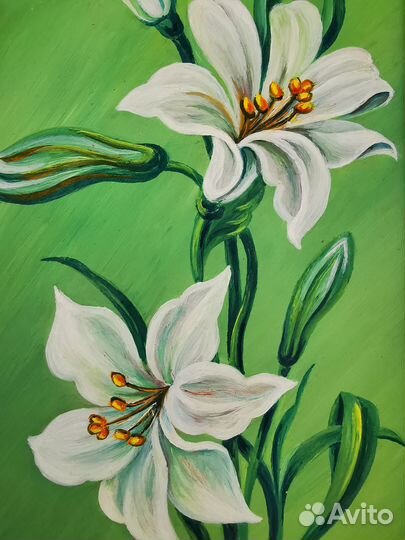 Картина маслом в рамке 45*17