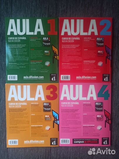 Новый Aula 1, Aula 2, Aula 3,4 учебники испанского