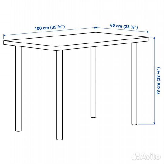 Икеа Линнмон/Адилс 100х60 см стол белый