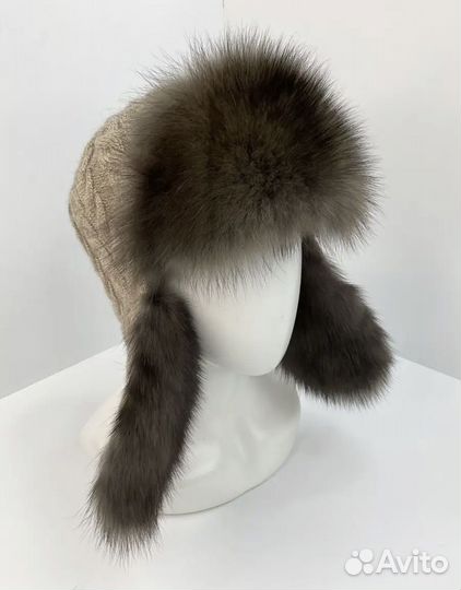 Шапка ушанка с мехом соболя