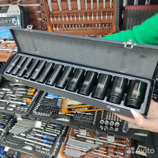 Набор длинных ударных торцевых головок 1/2